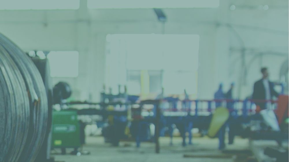 Machinery on a metal processing plant floor